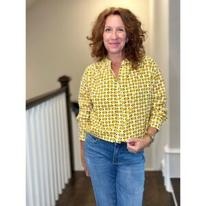 Voyageur Aphrodite Button Up Shirt Top Long Sleeve Printed Cotton S New 279924
